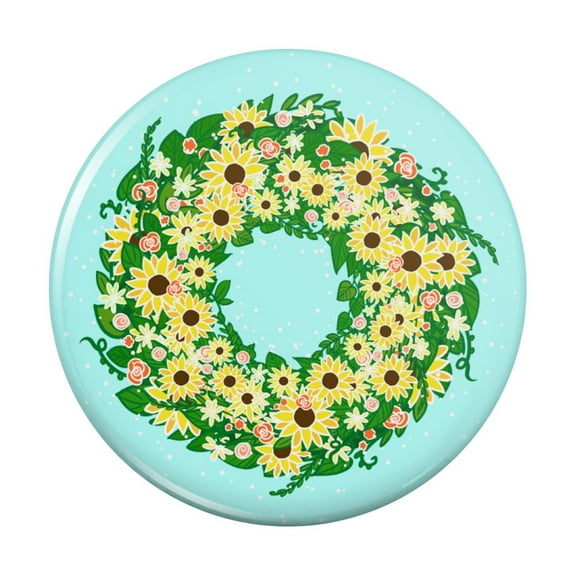 Summer Wreath Sunflowers  Kitchen Refrigerator Locker Button Magnet