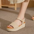 thumbnail image 6 of Anuirheih Women's Fashion Straw Shoes Open Toe Anti-Slip Temperament Wedge Sandals Sandals Women Clearance(Beige), 6 of 8