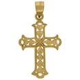 thumbnail image 2 of 10k Yellow Gold Mens Women Textured Cross Religious Charm Pendant 32.7x17.70mm Wide Necklace for Men, 2 of 2