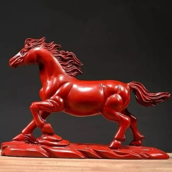 Wooden Horse Statue - Hand-Carved Solid Wood Stallion Sculpture for Home & Office Decor
