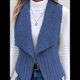 thumbnail image 5 of Chaleco Informal Sin Mangas de Felpa para Mujer, Otoño e Invierno, Tipo Cárdigan. Azul XXL, 5 of 10