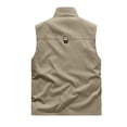 thumbnail image 5 of HOOMEUMY Mens Cargo Vest Fashion 2025 Trendy Classic Solid Coat Stand Collar Jacket Mountaineering Design Casual Workout Sleeveless Clothes Khaki XXXXL, 5 of 5