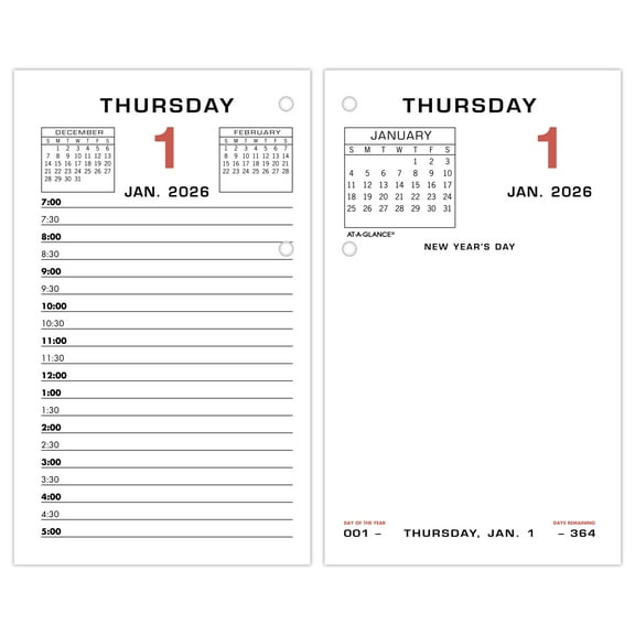 AT-A-GLANCE 2026 Daily Loose-Leaf Desk Calendar Refill With Weekends Standard 3