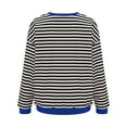 thumbnail image 5 of Blue Womens Tops Women Oversized Striped Color Block Long Sleeve Crew Neck Sweatshirt Casual Loose Pullover Shirt Top Fall Outfits for Women 2025, 5 of 6