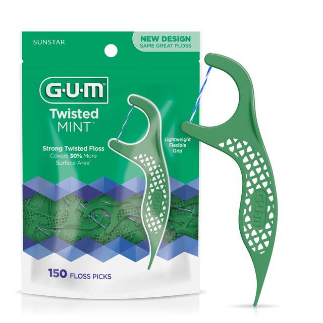 Hilo dental en palillos GUM Twisted Mint 150 unidades