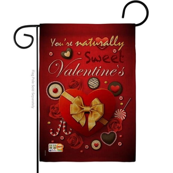 Breeze Decor BD-VA-G-101003-IP-DB-D-US15-BD 13 x 18.5 in. Candy Love Burlap Spring Valentines Impressions Decorative Vertical Double Sided Garden Flag