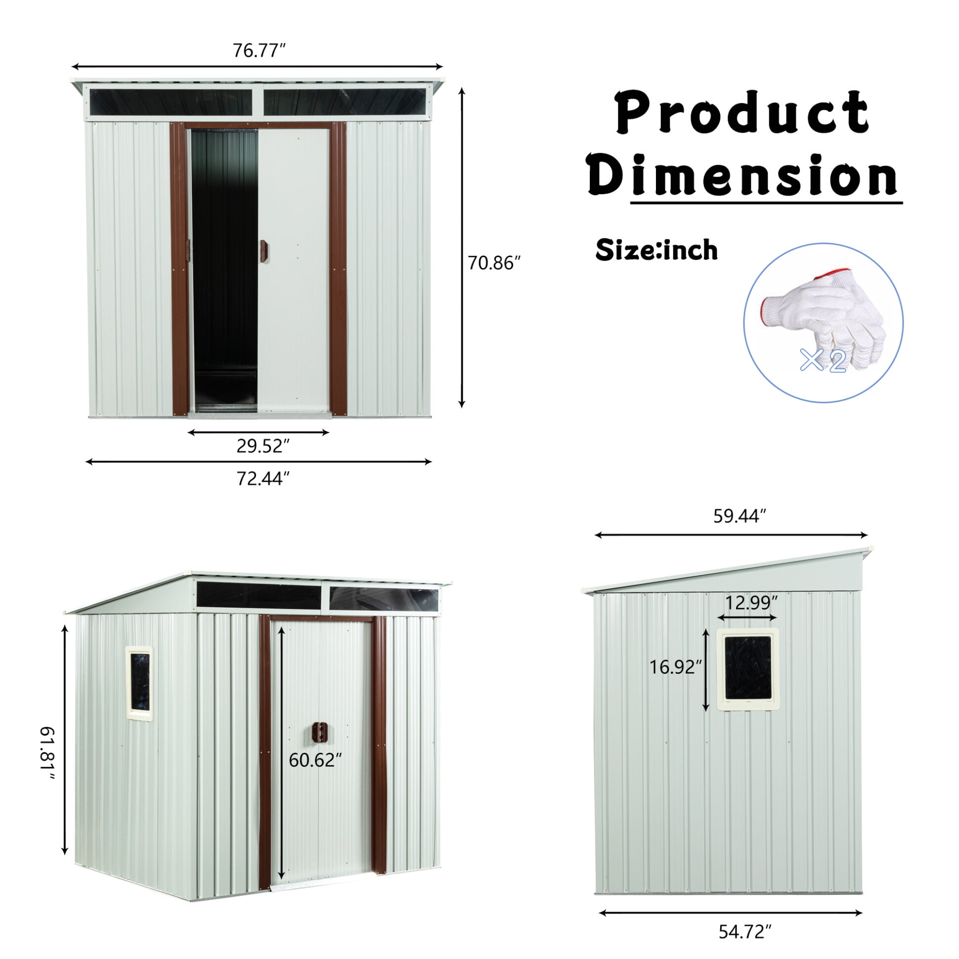 6X5 FT Outdoor Metal Storage Shed with Foundation, Waterproof Garden Tool Shed with Window, Lockable Sliding Doors and Sloped Roof for Garden, Backyard, White