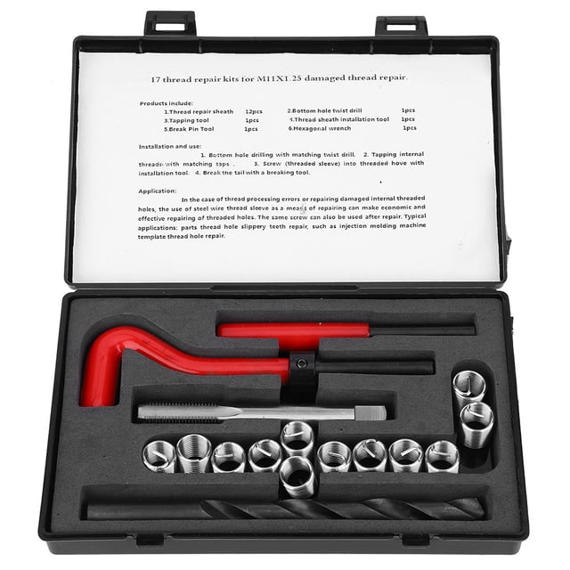 17 piezas de insertos de rosca M11x1.25 Kit de surtido de accesorios de reparación de rosca hembra