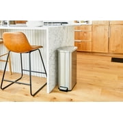 Better Homes & Gardens 7.9 Gallon Stainless Steel Slim Step Kitchen Trash Can, Soft-Close Lid, Silver