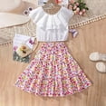 thumbnail image 2 of Utlike Girls Outfit Sets Ruffled Comfortable Sleeveless Solid color Blouse Floral Loose Skirt Suit Girls Stylish Clothing Sets Size 8 Years-9 Years, 2 of 8