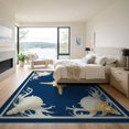 thumbnail image 3 of ODIKA 9'x12' Washable Area Rug Non-Slip, Chair-Friendly Starfish Ocean Nautical Seashell Bathroom Coral Reef Wave Border for Dining Room, Basement, Large Office, 3 of 7