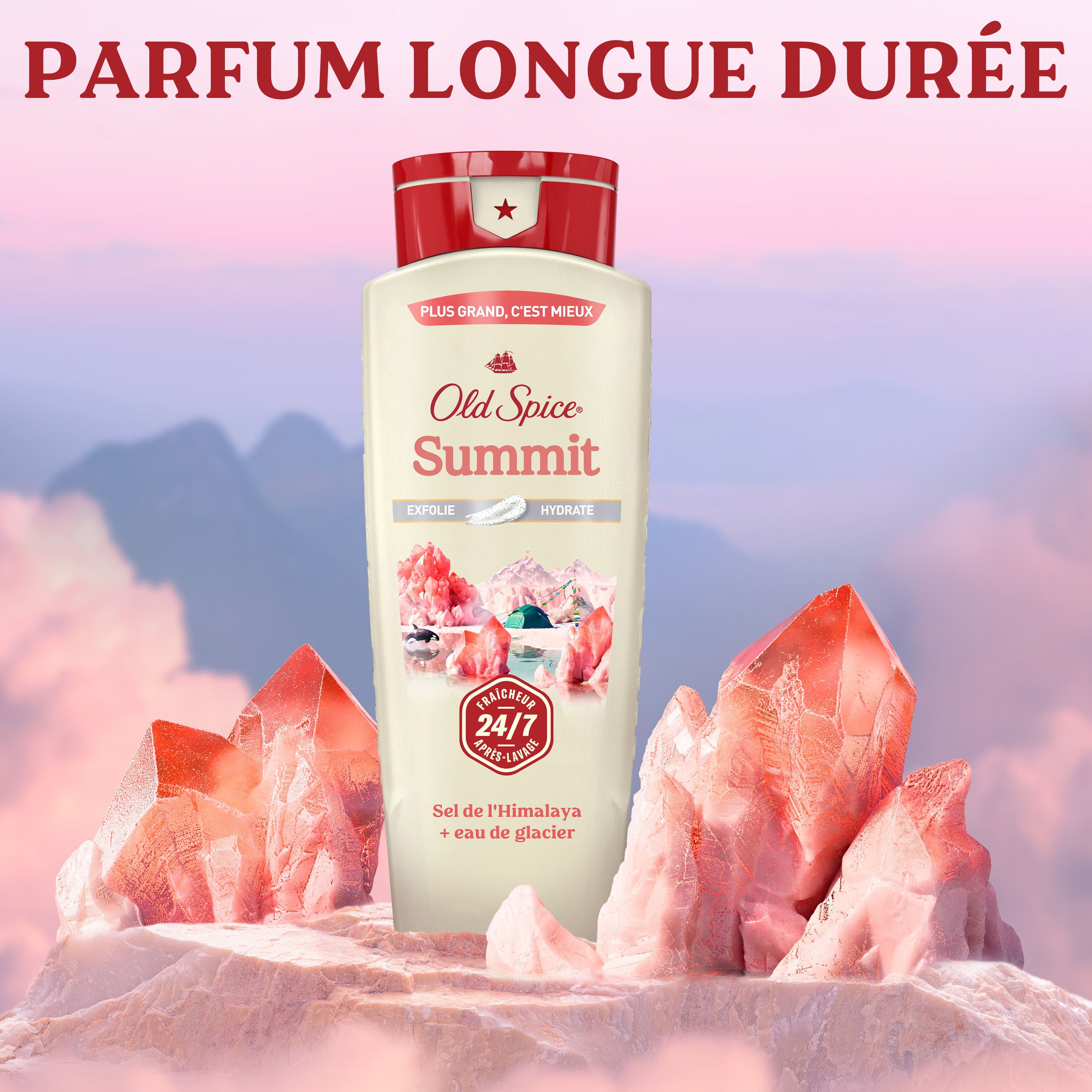 Nettoyant pour le corps pour hommes Old Spice, parfum Summit, fraîcheur après-lavage 24 heures sur 24, 7 jours sur 7, exfoliation + hydratation 532ML