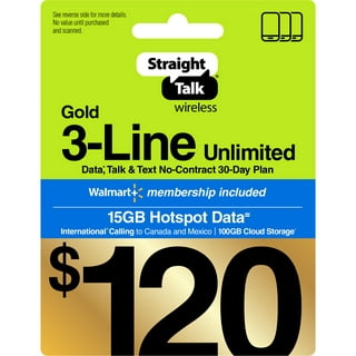 Straight Talk $45 Silver Unlimited 30-Day Prepaid Plan + 5GB Hotspot Data +  Int'l Calling e-PIN Top Up (Email Delivery)