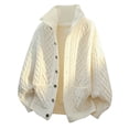 thumbnail image 4 of Xdegoge Mens Cardigans Button Down Stand Collar Thick Chunky Cable Knit Sweaters with Pockets Winter Warm Relaxed Fit Knitted Vintage Fall Coat M-4Xl, 4 of 9