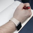 thumbnail image 2 of INI Compatible with Apple Watch Band Magnetic Leather Strap For Serious 7 6 5 4 3 2 1 SE Size 45mm 44mm 42mm Wrist 6.5 to 8.5 Inch Better Than Loop and Link, 2 of 5