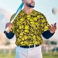thumbnail image 6 of Balery Yellow Butterflies Baseball Jersey for Men Casual Button Down Shirts Short Sleeve Active Team Sports Uniform-3X-Large, 6 of 9