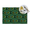thumbnail image 4 of YFYANG Washable Heat-Resistant Placemats, 70% PVC/30% Polyester, Green Retro Geometric Art Kitchen Table Mat, 12" x 18" 4 Piece, 4 of 6