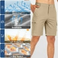 thumbnail image 4 of FEN AI Men Lightweight Outdoor Casual Shorts Expandable Waist Water Resistant Quick Dry Cargo Short for Hiking Fishing Working Khaki, 4 of 9