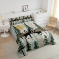 thumbnail image 2 of Elk Deer Bedding Set Farmhouse Cottage Lodge Twin Comforter Set ,Christmas Reindeer Pine Trees Quilt Woodland Wildlife Moose Duvet Insert,Rustic Home Decor,Green, 2 of 6