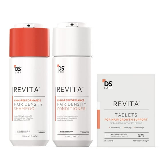 DS Labs Revita Tablets, Hair Supplement for Hair Growth Support and Revita Shampoo and Conditioner Set