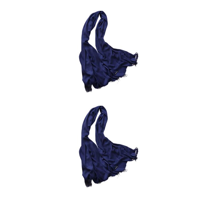 Minnieouse Bufanda de mujer con borla, bufandas gruesas puras de invierno, chal de Cachemira para mujer, abrigos para el hogar, viajes de Azul oscuro 200*70cm 2piezas