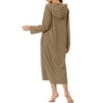 thumbnail image 3 of INSPIRE CHIC Women's Zip Up Nightgowns Long House Robe Long Sleeve Hooded Sweatshirt Loungewear with Pockets M Khaki, 3 of 6