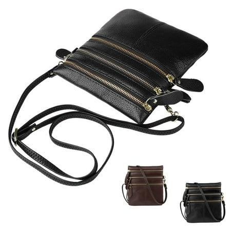 - Vbiger Women Genuine Leather Shoulder Bag Stylish Messenger Bag Casual Change Purse Chic Handbag Trendy Coin Purse with Detachable Shoulder Strap, Black