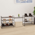 thumbnail image 5 of Auledio Shoe Rack, Stackable and Adjustable Multi-Function Wire Grid Shoe Organizer Storage, Extra Large Capacity, Space Saving, Fits Boots, High Heels, Slippers and More (3-Tier, Silver), 5 of 6