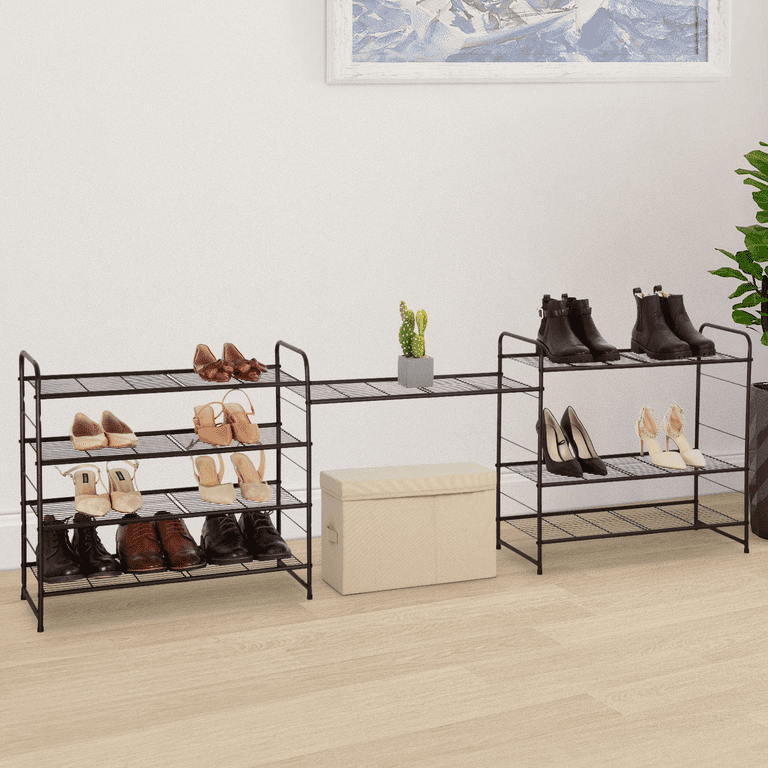 Auledio Shoe Rack, Stackable and Adjustable Multi-Function Wire Grid Shoe  Organizer Storage, Extra Large Capacity, Space Saving, Fits Boots, High  Heels, Slippers and More (3-Tier, Silver) 