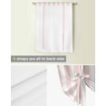 thumbnail image 5 of Pink Stripes Tie Up Curtains for Kitchen Bathroom Bedroom Windows 45 Inch Length, Farmhouse White Simple Vertical Striped Balloon Drape Curtains Shade Rod Pocket Drapery Curtain Panel, 34"x45", 5 of 7