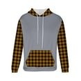 thumbnail image 4 of Mens Sweatshirt Under $10 Men's Fashion Hoodies & Sweatshirts Plaid Print Hooded Sweatshirt Drawstring Plush Warm Camiseta para Hombre, 4 of 5