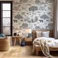 thumbnail image 2 of LTMATE Black & White Woodland Toile Wallpaper – Self-Adhesive, Non-Woven Fabric – Forest Animals & Tree Design – 120in x 24in – Eco-Friendly, No VOCs, Ideal for Boys’ Rooms & Nurseries, 2 of 6