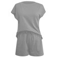 thumbnail image 4 of Conjunto informal de dos piezas para mujer con cuello redondo y manga corta - Ajuste cómodo, versátil para el uso diario, combinable con sandalias, varias tallas, 4 of 6