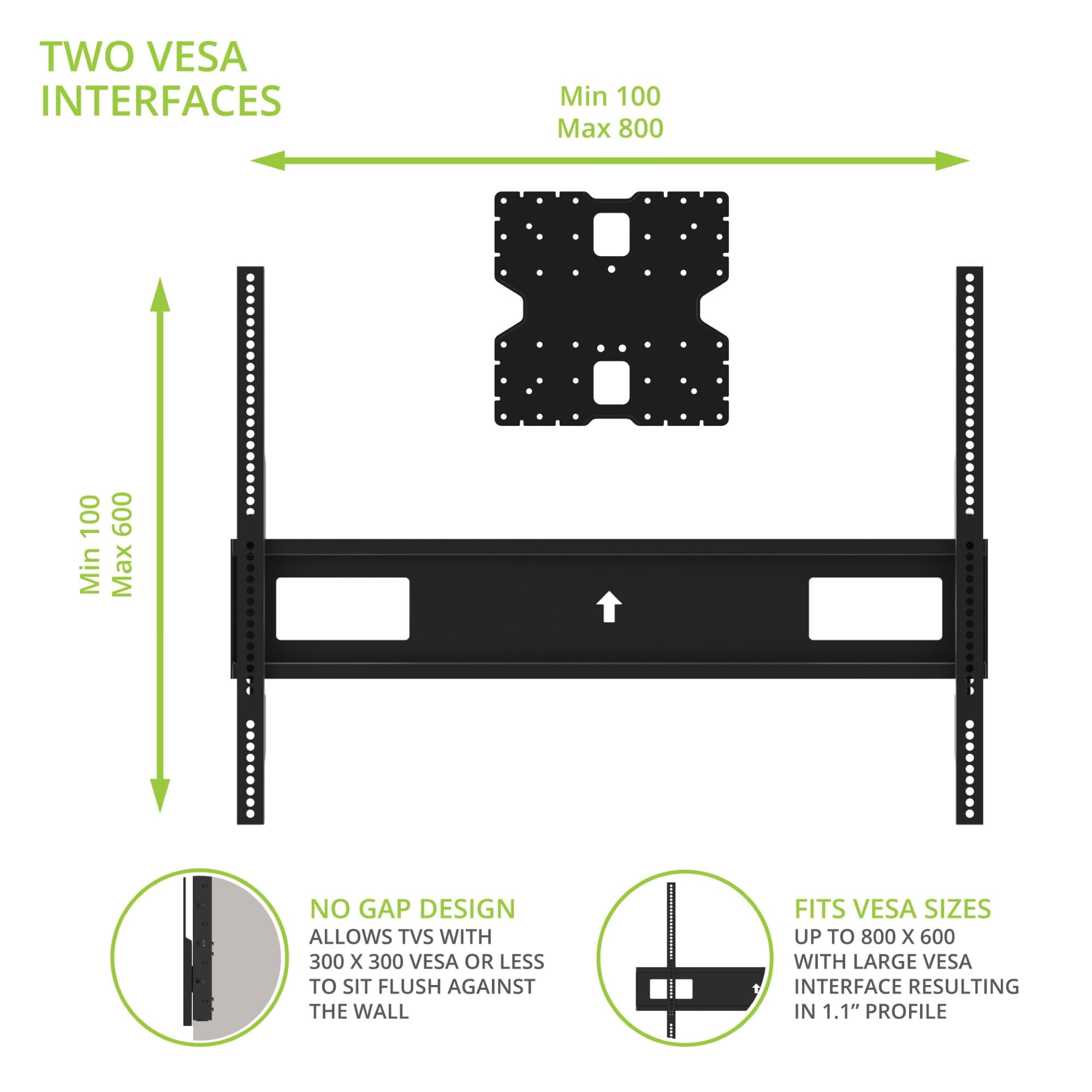 Kanto R400 Recessed in-Wall Full Motion Articulating TV Mount for 35" - 65" TVs | 300x300 VESA No Gap Flush Install | 0.3" Profile 400x400 VESA | Swivel and Tilt Capable | Cable Management Clips
