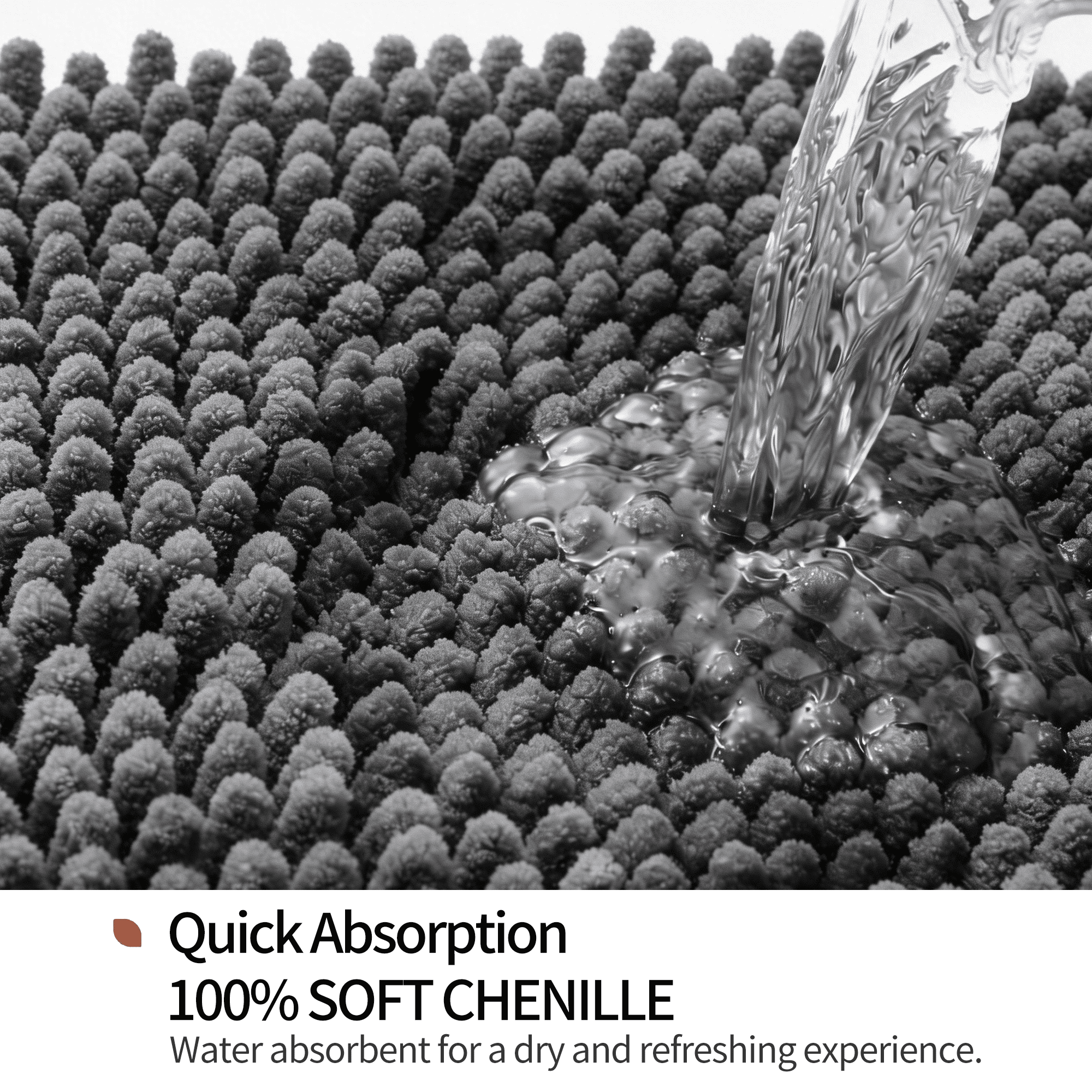 Evlmd Bathroom Rugs, Extra Soft Absorbent Shaggy Chenille Bath Rugs, Non-Slip Dark Grey Bath Mats for Bathroom Floor Tub and Shower, Home Decor Accessories, 24" X 47"