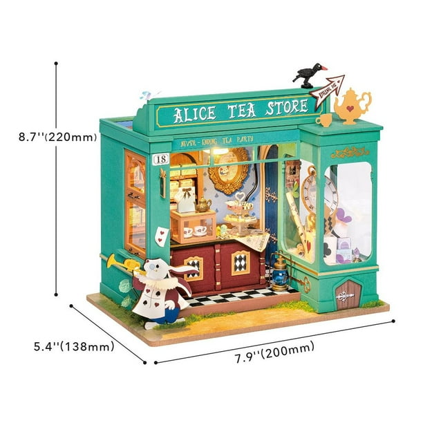 Rolife Alice's Tea Store Dollhouse Kit Miniature DIY House Kit Birthday  Gifts for Boys & Girls 