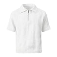 thumbnail image 7 of Men's Vintage Jacquard Knit Shirts Casual Short Sleeve Quarter Zip Collared Golf T-Shirts Summer Modern Fit Old Money Style Lightweight Breathable Beach Vacation Tops, 7 of 7