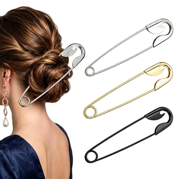 Zzjniupiyyds Hair Barrette, Pin & Clip, Silver, 3 Count