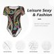 thumbnail image 4 of Balery Watercolor Romantic Paisley Body de cuello redondo de manga corta para mujer Tops de manga corta Tops básicos-X-Large, 4 of 7