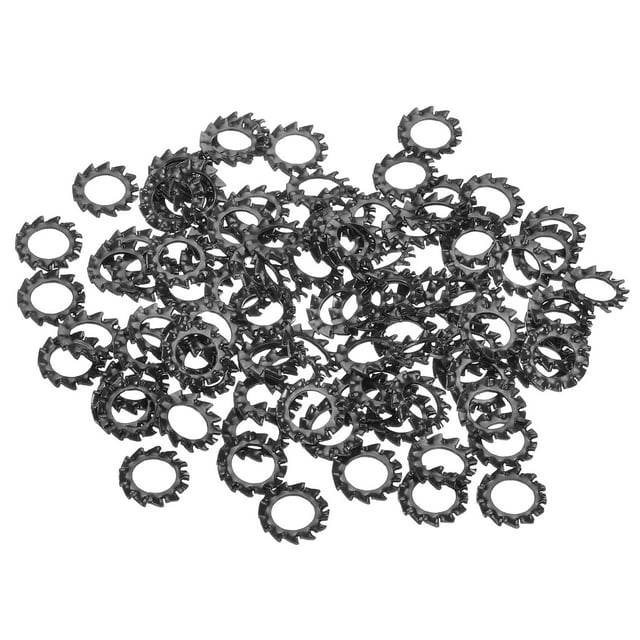 100Pack External Tooth Lock Washer M6 Carbon Steel Serrated Locking Washer Black