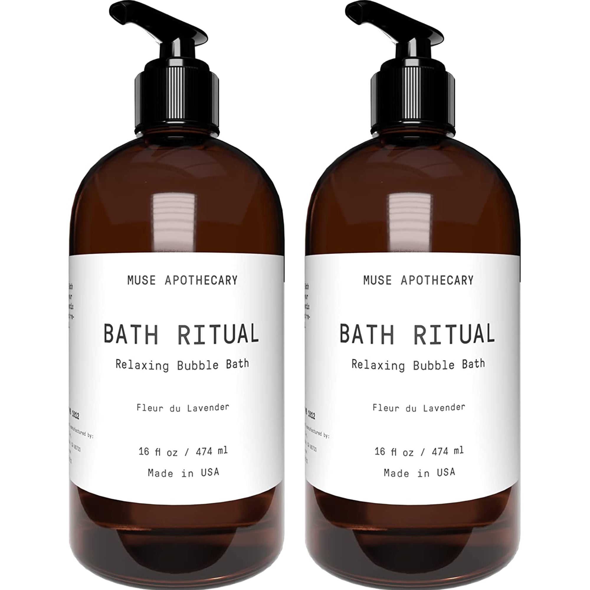 Muse Apothecary Bath Ritual Bubble Bath Luxury Aromatherapy Foaming Soap  with Essential Oils, 16 Oz Fleur Du Lavender