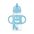 thumbnail image 2 of Dr. Brown's Milestones Wide-Neck Sippy Straw Bottle, 100% Silicone Handles, 9oz/270ml, 6m+, Blue, 2 of 5