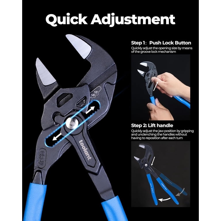 7-INCH Plier Wrench, CR-V Construction Adjustable Wrench With