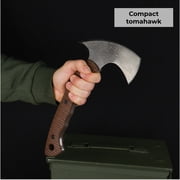 Forged Camping Hatchet 11.81'' w/ Leather Sheath, Compact axe w/ Composite Handle