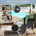 thumbnail image 4 of ABORON Zero Gravity Chair, Premium Outdoor Lawn Folding Lounge Chairs, Sturdy Adjustable Reclining Patio Chairs with Soft Cushion, Headrest & Tray, Support 440lbs, 4 of 11