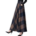 thumbnail image 2 of Joernso Elastic Waist Side Pockets Large Hem Plus Size Retro Skirt Autumn Winter Plaid Print High Waist A-Line Maxi Skirt Female Clothing, 2 of 8