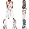 thumbnail image 1 of EQWLJWE Robes pour Femmes 2023 Élégantes Robe d'Été Décontractée Sans Manches Col en V Longue Robe en Liquidation pour Femmes, 1 of 6