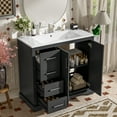 thumbnail image 3 of Euroco 36" Modern Bathroom Vanity with Ceramic Sink, Soft-Close Door, Adjustable Shelf & 3 Drawers, Ample Storage, 3 of 9