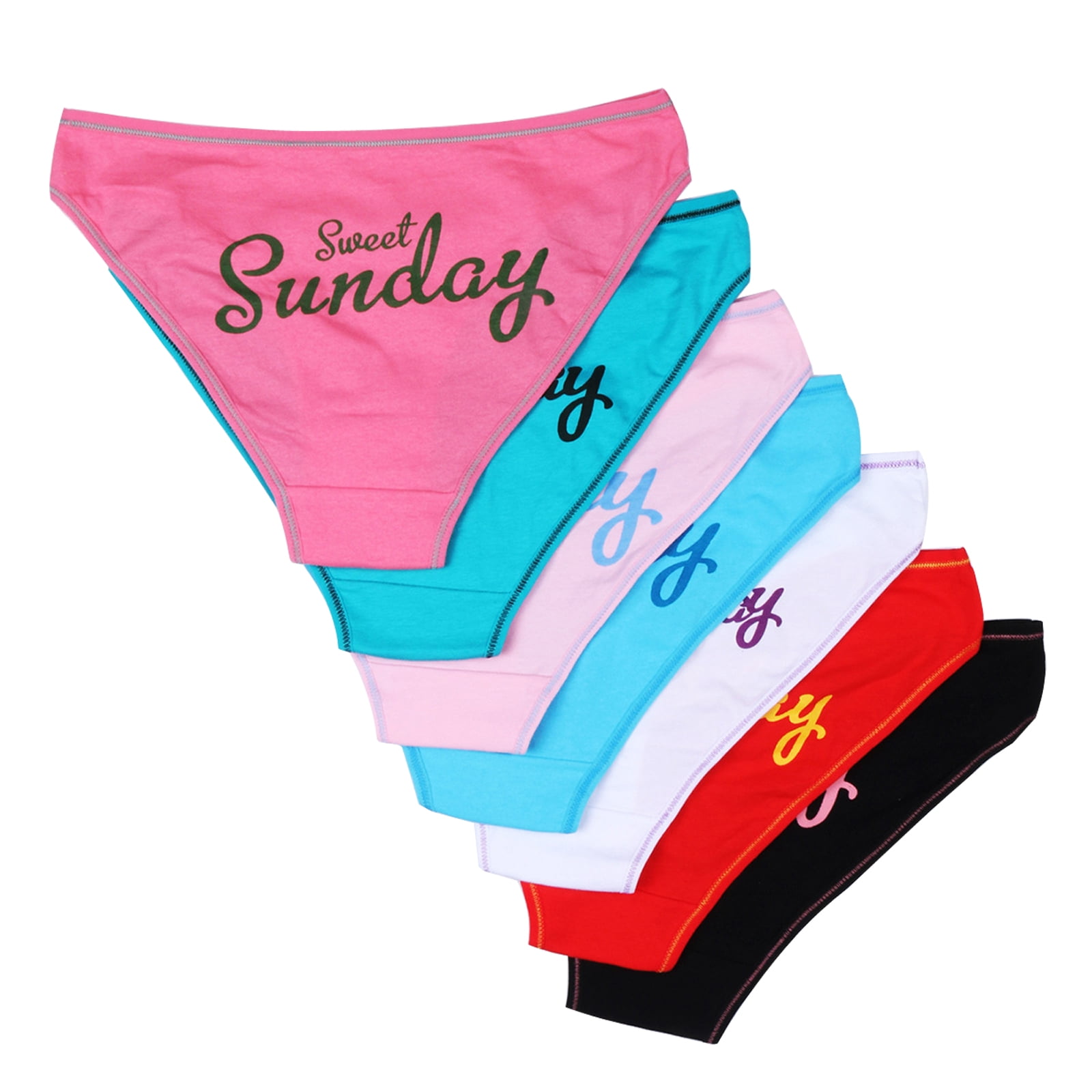 Buankoxy Cotton Panties Women Full Coverage Stretchy Underwear Week Days Printed Briefs 7 Pack