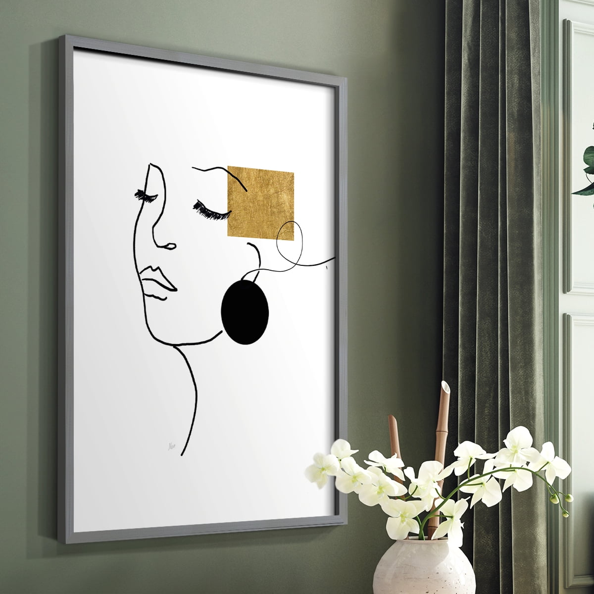 Shapes and Lines II in Gray Solid Wood 8 x 10 Framed Print